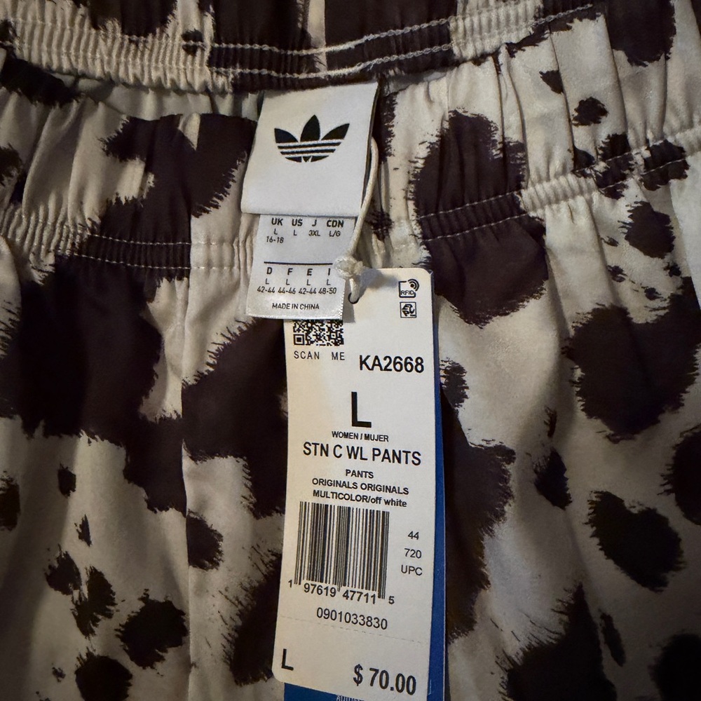 adidas Women's Cow Print Satin Track pants - Picture 4 of 6